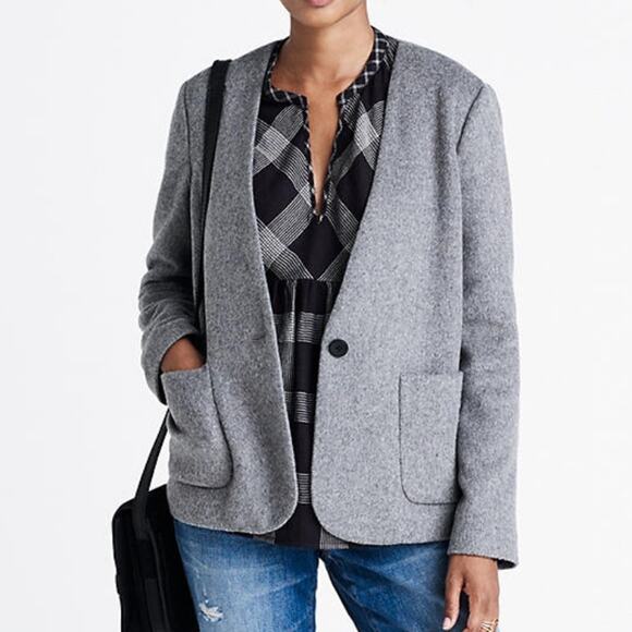 Madewell Gray Wool Blend Carrington Blazer Jacket Size XXS - Picture 1 of 14
